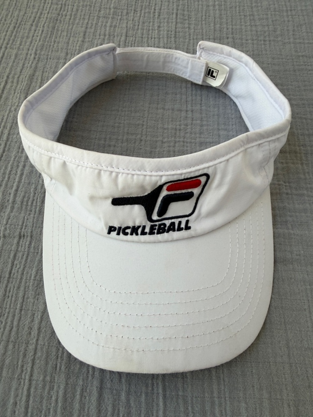 Fila White Pickleball Visor with Black & Red Logo